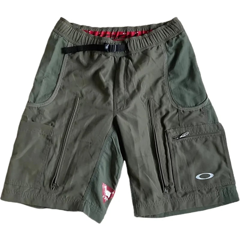 YUCHEN Custom Solid Pattern Loose Baggy Oversized Bermuda Cargo Shorts with Belt Made of Durable Polyester Utility