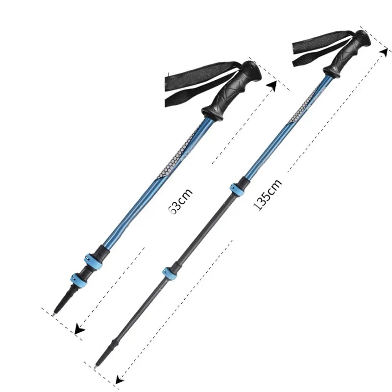Brightbebe Folding Trekking Pole EVA Grip Aluminum 6061/7075 3K Carbon Fiber Nordic Ski Pole and Walk Stick