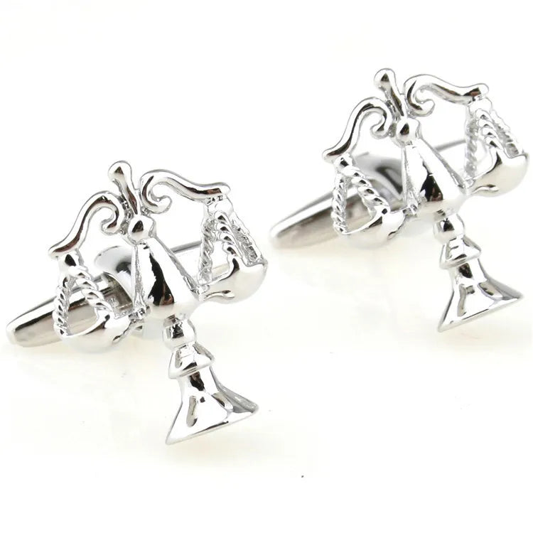 In-Stock Silver Copper Libra Cufflinks Balance Pattern for Wedding Business Party and Gift