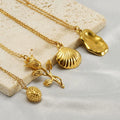 Quality Collections 18K Gold Necklace with Waterproof Tarnish-Free Stainless Steel Durian Rose Pendant for Women's Wedding