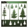 3 Pieces Pine Trees Stencils - Reusable Pine Drawing Fir Tree Templates for DIY Art Crafts & Home Decoration