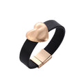 TongLing New Romantic Heart-shaped Charm Bracelet Nickel Free Handmade Alloy Leather Bracelet for Lover Gift
