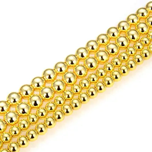 Wholesale Fashion Round Shape 14K Gold Plated Color Hematite Loose Stone Beads for Jewelry Making