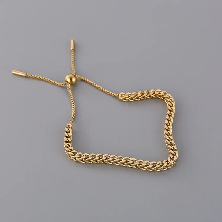 Newest Arrival Gold Plated Stainless Steel Draw String  Adjustable Titanium Steel Wheat Shape Chain Link