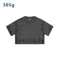 305g Women's 100% Cotton Knitted Breathable Loose Short Length Summer Solid Pattern Anti-Pilling Anti-shrink O-Neck Casual Top