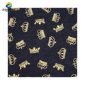 Hot Selling 135gsm 100% Cotton Slub Foil Printed Jersey Crown Pattern Knitted Fabric for Garment