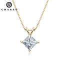 925 Sterling Silver 2ct 7mm CZ Cubic Necklace Zirconia Pendant Four Claws Princess Cut Pendant Necklace