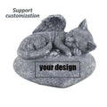 Customizable Resin Angel Cat Memorial Statue Hand-painted Sleepy Design & Personalized Option Garden Outdoor Ornament Keepsake