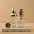 Luxury Design 120ml Flat Shoulder Glass Lotion Bottle Unique Jar for Skincare with Screw Cap Available 100ml 15g 30g 50g Sizes