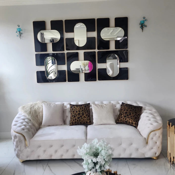 40 Factory-Direct Large New Modern Simple Iron Art Wall Hanging  Decoration Golden Mirror Home Decor Dropshipping Products 2025