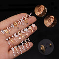 New Arrival Luxury Stainless Steel Rhodium Plated Cross Wave Moon Star Shape Crystal Gem CZ Ear Tragus Daith Helix Rook Snug