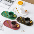 New Arrivals European Style Matte Breakfast Cup Luxury Milk Latte Coffee Ceramic Cup and Saucer
