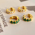 2024 Dazan New 18k Gold Plated Unique Hypoallergenic Geometric Ins Style Colorful Cubic Zirconia Coral C Hoop Earrings for Women