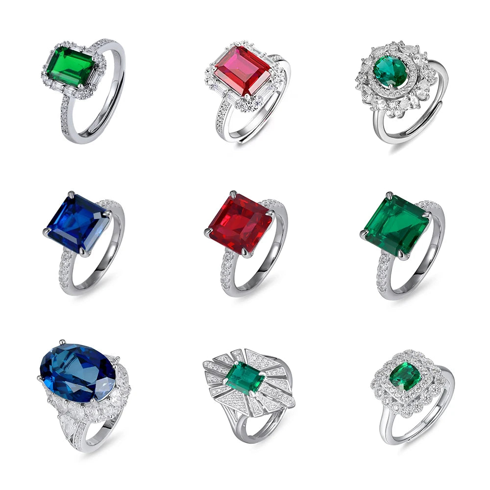 Lab-Grown Gemstone Engagement Ring Fine Jewelry 925 Sterling Silver Eternity Band for Women Hypoallergenic Wedding Bridal Ring