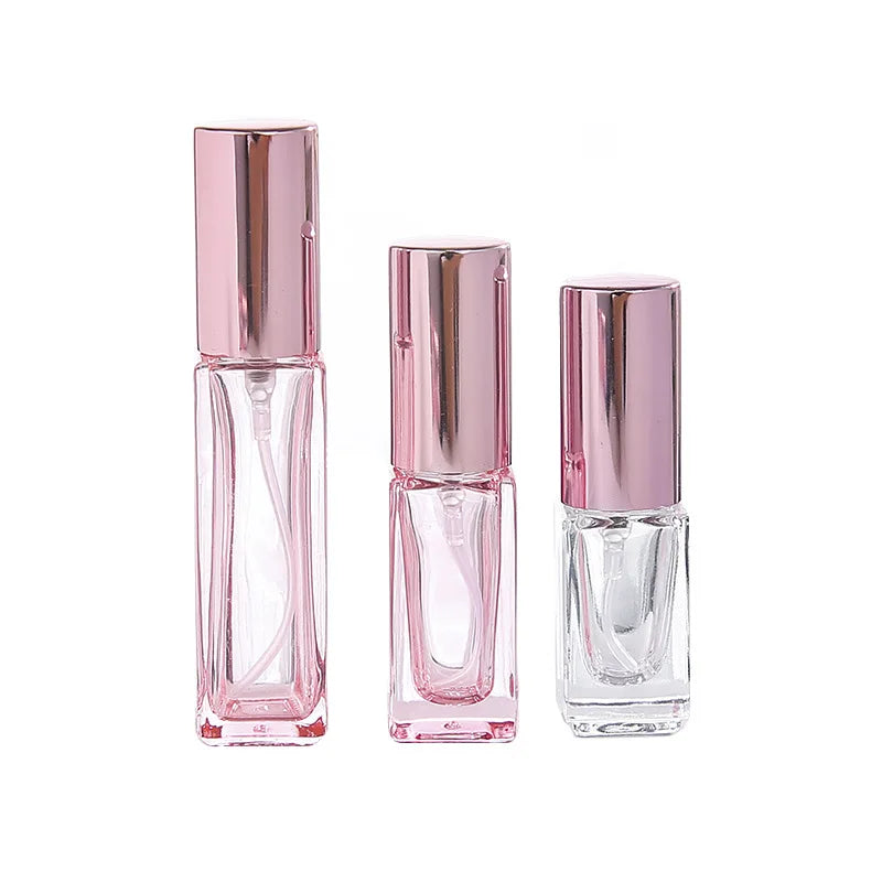 Wholesale 5ml 10ml Rectangle Rose Gold Color Sprayer Glass Perfume Bottle