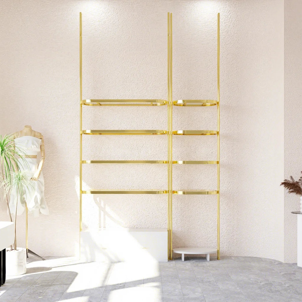 New Arrival Clothes Display Racks Stainless Steel Hanging Clothes Wall Mounted Display Shelf for Clothing Shop