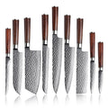 Amber Custom Kitchen Knife Set Professional Chef Knife Set Damascus Knife Set Wood Handle Kchenmesser Set