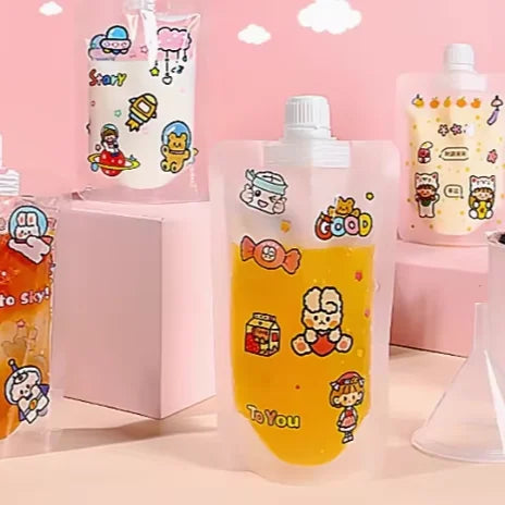 Customized Printed Beverage Stand up Aluminum Foil Food Plastic Packaging Drink Juice Liquid Spout Pouches with logo Juice Pouch
