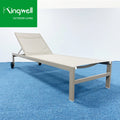 Resort Garden Furniture Waterproof Outdoor Aluminum Beach Sun Lounger Patio Pool Lounger Outdoor Beach Beds Chaise with Wheels