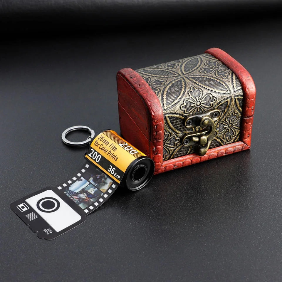 Wholesale Luxury Vintage Wooden Box for Film Roll Keychain