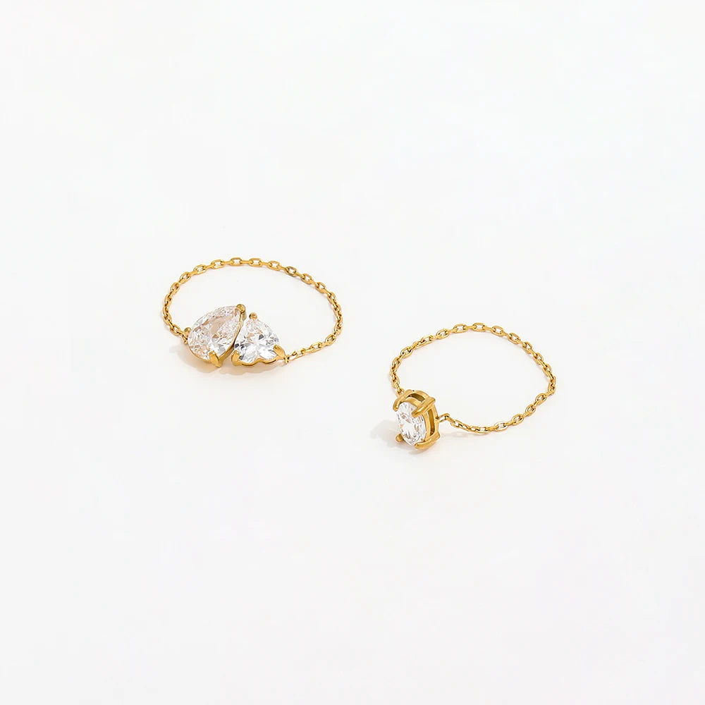 Joolim Jewelry Dainty Oval Zirconia Stainless Steel Rings for Women 18K Gold Plated Stylish Trendy Design
