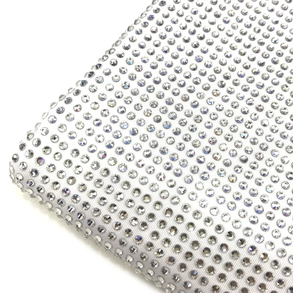 S430 150cm*100cm 1mm Space Hotfix Crystals Fabric for DIY Garment Sparkling Rhinestones Mesh Fabric for Dress