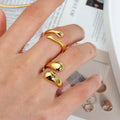 Minos Fashion Jewelry Rings Stainless Steel Hug Ring Tarnish Free Jewelry 18K Gold Plated Open Hug Ring for Women