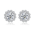 2026 CZCITY Solid 925 Sterling Silver Halo Earring 1ct Moissanite Earrings VVS Diamond Flower Stud Earring