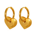 Romantic 18K Gold Plated Heart-Shaped Pendant Earrings Smooth Stainless Steel Trendy Fashion Jewelry for Women