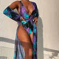 New Summer Beach Swimwear Long Sleeve Printed Swimsuit Two Piece Tropical Print Bikini
