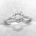 Sterling Silver 4*4mm Semi Mount Ring Empty Frame Blank Support Claw Setting S925 Base Holder Without Center Stone for DIY Inlay