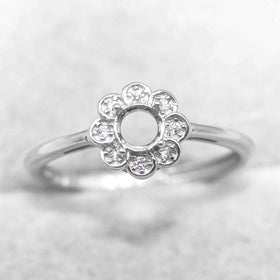 Sterling Silver 4*4mm Semi Mount Ring Empty Frame Blank Support Claw Setting S925 Base Holder Without Center Stone for DIY Inlay