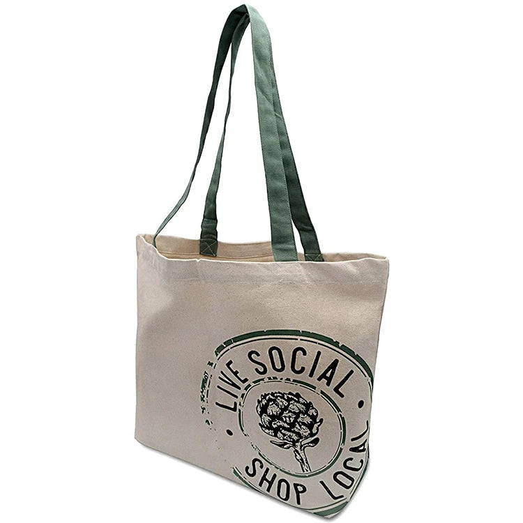 Custom Printed Fashion Large Capacity Foldable Carry Tote Shopping Eco Cotton Canvas Bags Blank Tote Bag Custom Logo