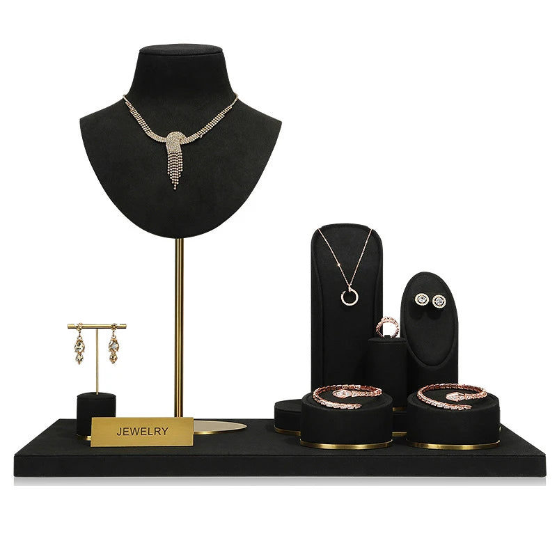 2023 Luxury Metal Exhibition Display Set Jewelry Store Showcase Bust Necklace Pendant Rack  Jewelry Display Set Stand