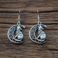 Norse Viking Celtics Crescent Howling Wolf and Moon Earring Wiccan Gifts Goth Jewelry