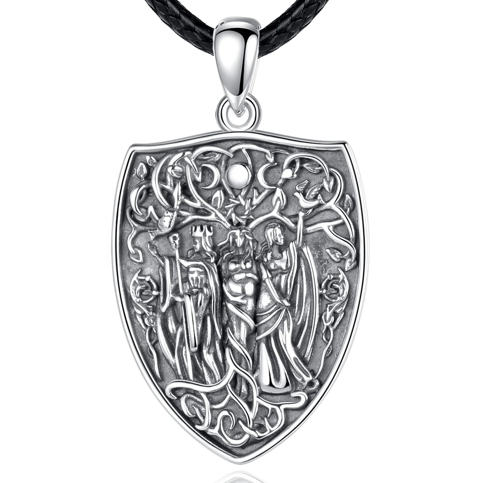 Wholesale Price 925 Sterling Silver Jewelry HECATE Amulet Triple Moon Goddess Pendant Necklace for Women or Men