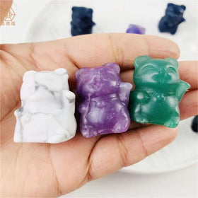 Hot Sell Crystal Healing Stones Gemstone Lucky Money Cat Natural Animal Craving for Decoration