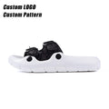 BreezeStep Unisex Sports Slippers Open Toe Cloud Pillow Slides Comfort Soft Flat Sandals Embroidered EVA/Pu Midsole Home Outdoor