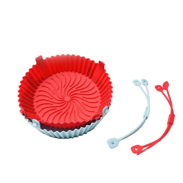 Custom Color Eco-Friendly Dishwasher Safe Silicone Air Fryer Liners Non-Stick Round Reusable Food Grade Silicone Tray