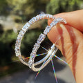 Huitan Beautiful Dainty Hoop Earrings for Women Geometric Macro Pave Crystal Shiny Earring Hoop Earrings Women