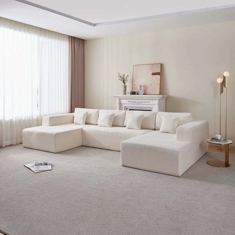 American 6-Seater L-shaped Sectional Sofa Set for Living Room Free Shipping Fabric Sofas with Sponge Filling for Hotels Villas