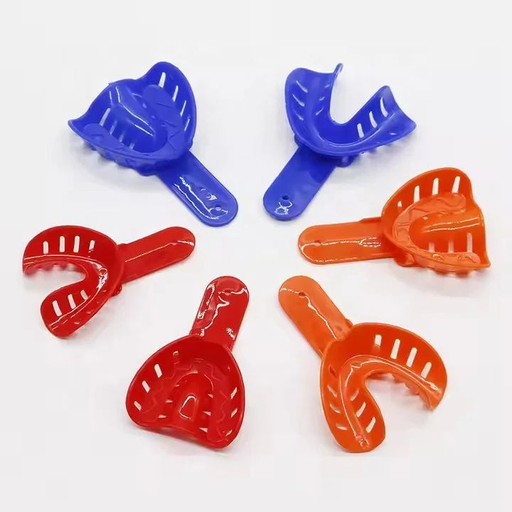 Dental Lab Instrument Plastic Teeth Holder for Kids Colorful Disposable Dental Impression Tray for Children and Adults 6PCS