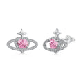 Dylam Valentine Days Gift Tiny Hypoallergenic S925 Silver Heart Shape Planet Star 5A Zirconia Stud Earrings Jewelry Women