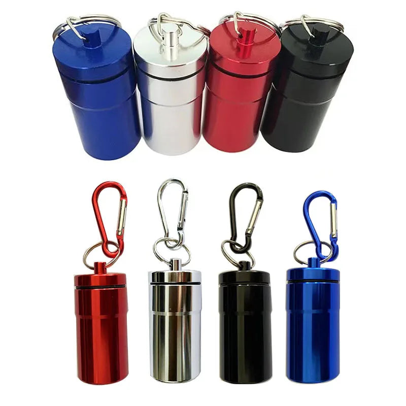 Aluminum Alloy Storage Box Keychain Earplugs Jars Waterproof Sealed Storage Packaging Ashtray Travel Pill case Keychain