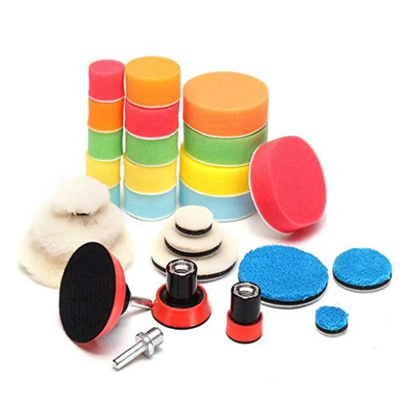 29Pcs Car Waxing Sponge Polishing Pads Kit Wool Buffing Pads Set for Polisher Polishing Machine Car Wash Accessories