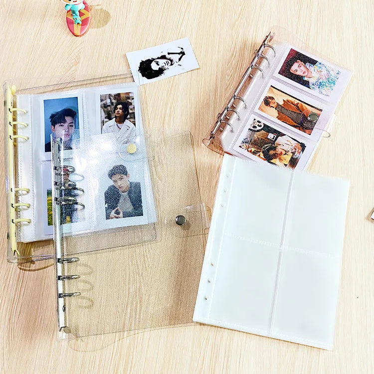 Photo Album Custom clear Pvc Cover Glitter Card Holder 3 Inch 6 Rings Loose Leaf A5 Photo Albums with Photo Insert