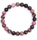 8mm Natural Rock Rainbow Madical Tourmaline Ball Shape Beads Children's Bracelet Crystal Handmade Strand Stretchy