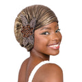 New Fashion Luxury Beaded Flower Metallic Pleated Turban Head Wrap India Cap for Women