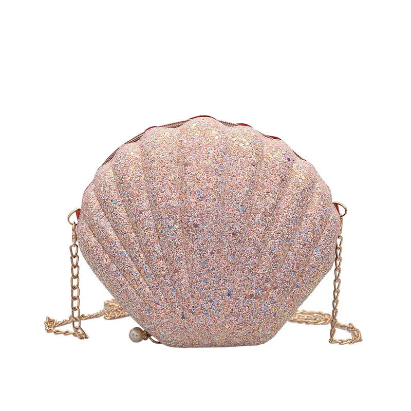 Cute Phone Money Pouch Chain Crossbody Bags Sequins Small Women Shell Handbag Shoulder Bag