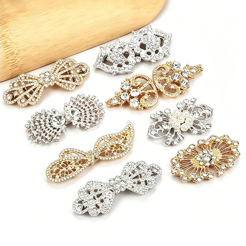 Wholesale Rhinestone Hook and Eye Buckle Apparel Pair Buckle Garment Buckle Accessories LSHK004